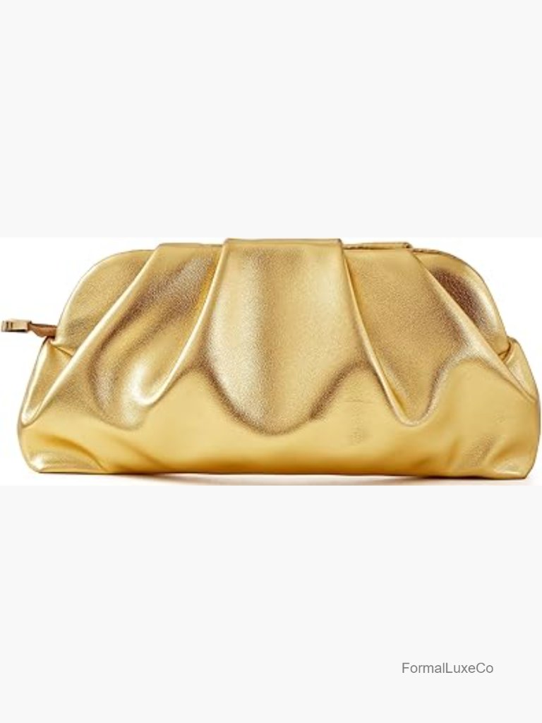 Ruched Clutch Crossbody Bag With Detachable Chain Strap